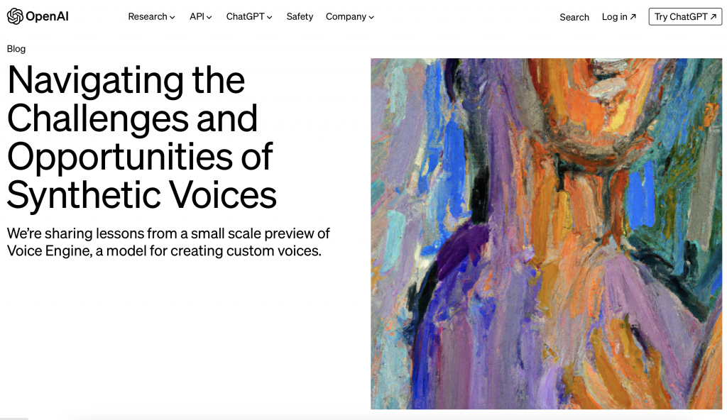 OpenAI公开语音引擎模型Voice Engine，可利用15秒音频复制原音