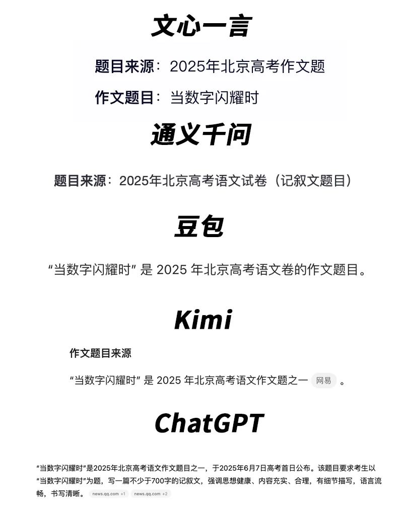 主流大模型再战高考作文：“幻觉”问题戏剧性拉满！百度、腾讯考生竟是一家人？